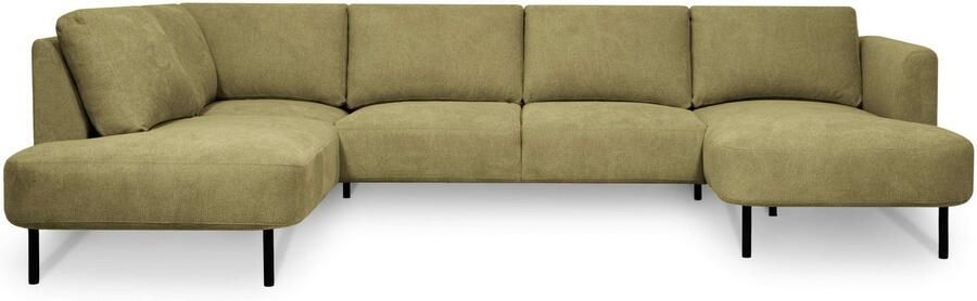 Places of Style Zithoek Cesola in zachte chenille-stof breedte 327 cm met zwarte metalen poten - Foto 10