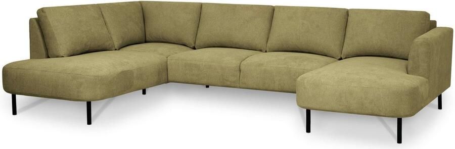 Places of Style Zithoek Cesola in zachte chenille-stof breedte 327 cm met zwarte metalen poten - Foto 9