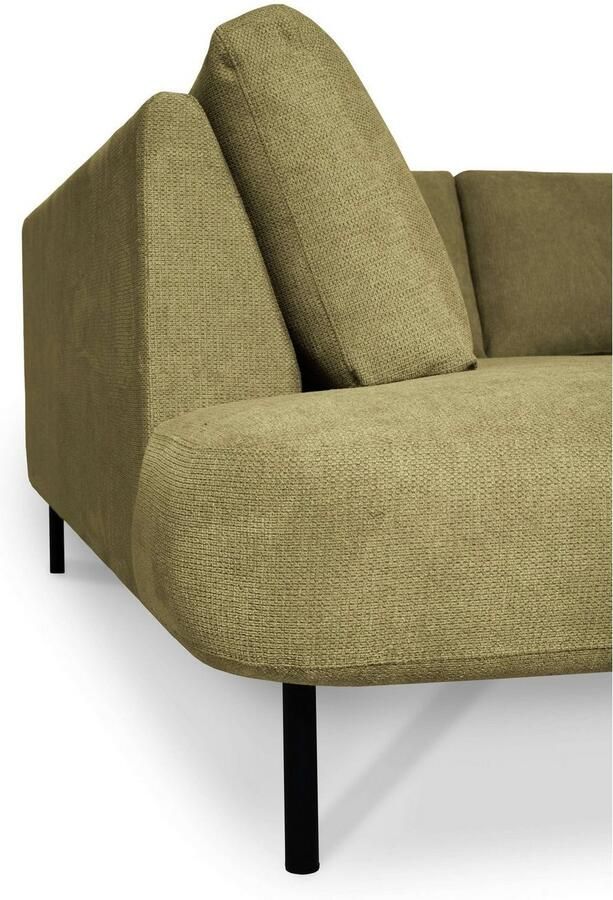 Places of Style Zithoek Cesola in zachte chenille-stof breedte 327 cm met zwarte metalen poten - Foto 3