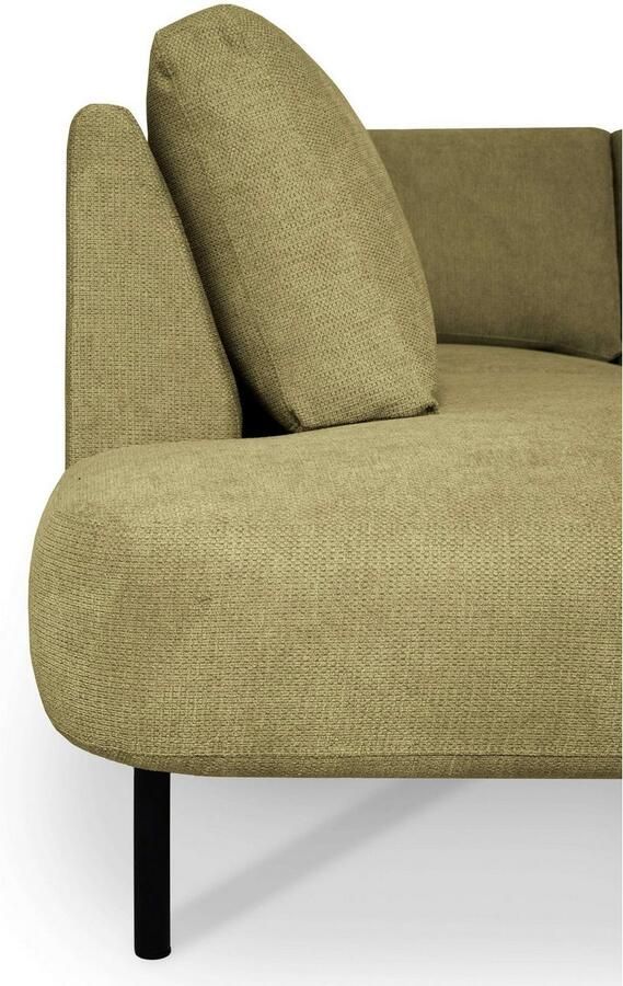 Places of Style Zithoek Cesola in zachte chenille-stof breedte 327 cm met zwarte metalen poten - Foto 5