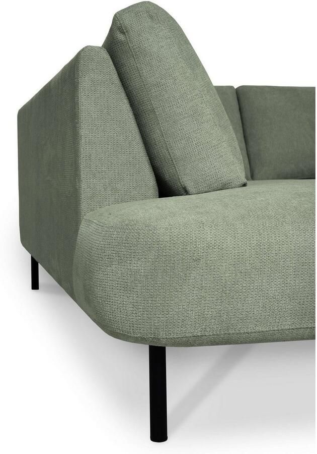 Places of Style Zithoek Cesola in zachte chenille-stof breedte 327 cm met zwarte metalen poten - Foto 3