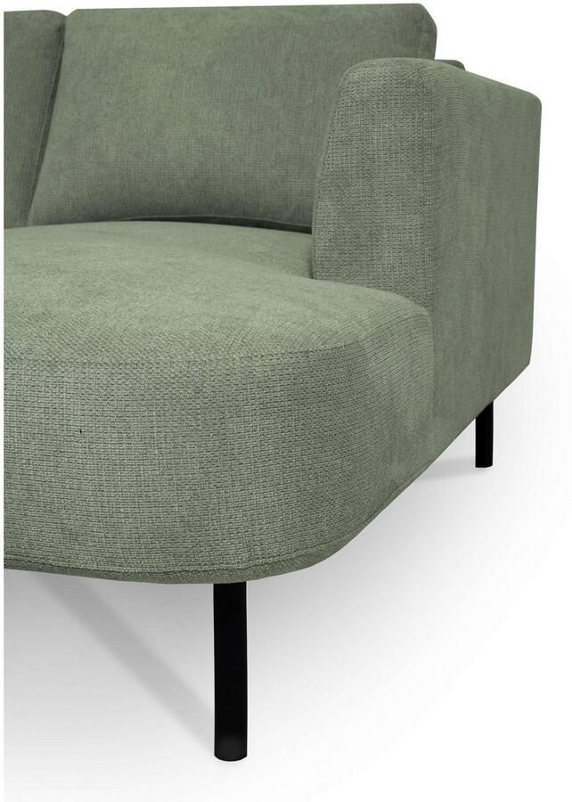 Places of Style Zithoek Cesola in zachte chenille-stof breedte 327 cm met zwarte metalen poten - Foto 2