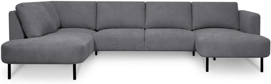 Places of Style Zithoek Cesola in zachte chenille-stof breedte 327 cm met zwarte metalen poten - Foto 11