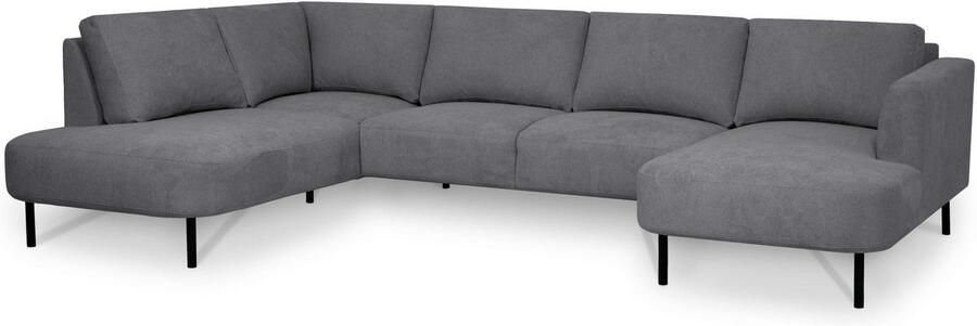 Places of Style Zithoek Cesola in zachte chenille-stof breedte 327 cm met zwarte metalen poten - Foto 10