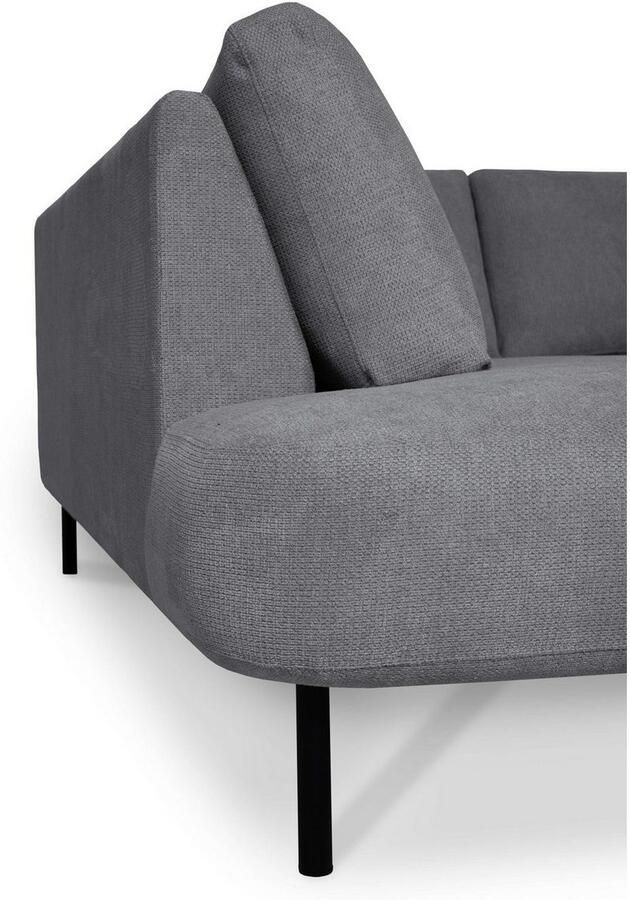 Places of Style Zithoek Cesola in zachte chenille-stof breedte 327 cm met zwarte metalen poten - Foto 3