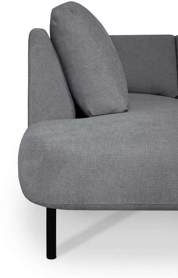 Places of Style Zithoek Cesola in zachte chenille-stof breedte 327 cm met zwarte metalen poten - Foto 5