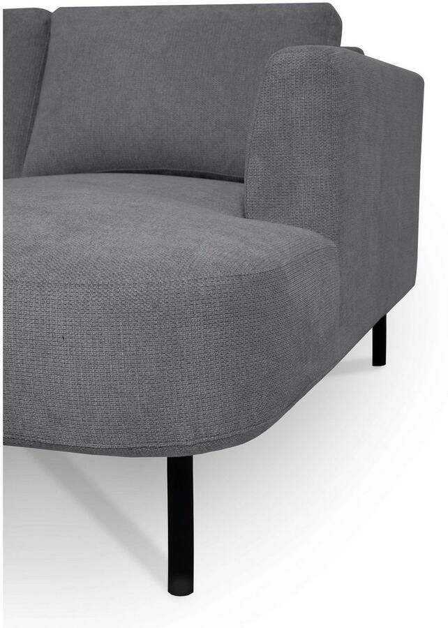 Places of Style Zithoek Cesola in zachte chenille-stof breedte 327 cm met zwarte metalen poten - Foto 2