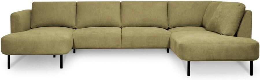 Places of Style Zithoek Cesola in zachte chenille-stof breedte 327 cm met zwarte metalen poten - Foto 11