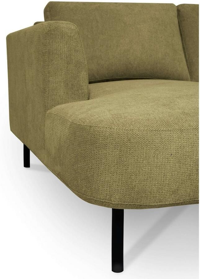 Places of Style Zithoek Cesola in zachte chenille-stof breedte 327 cm met zwarte metalen poten - Foto 2