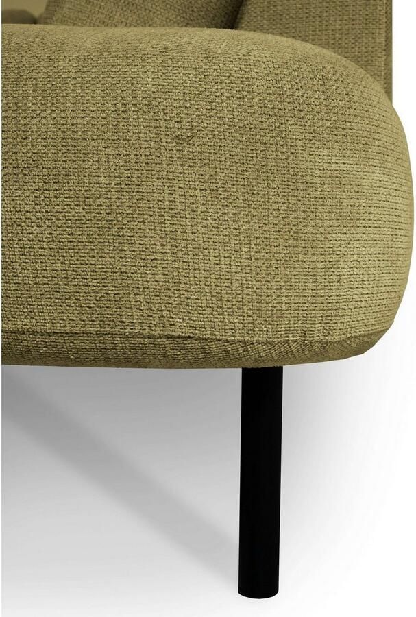 Places of Style Zithoek Cesola in zachte chenille-stof breedte 327 cm met zwarte metalen poten - Foto 4