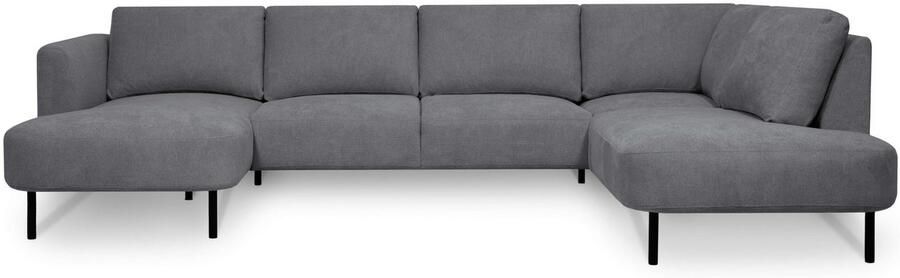 Places of Style Zithoek Cesola in zachte chenille-stof breedte 327 cm met zwarte metalen poten - Foto 11