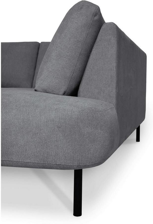 Places of Style Zithoek Cesola in zachte chenille-stof breedte 327 cm met zwarte metalen poten - Foto 3