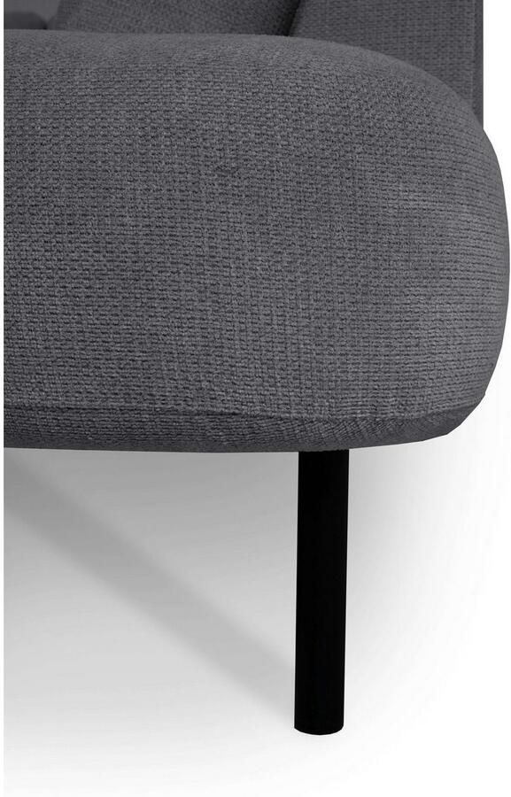 Places of Style Zithoek Cesola in zachte chenille-stof breedte 327 cm met zwarte metalen poten - Foto 5