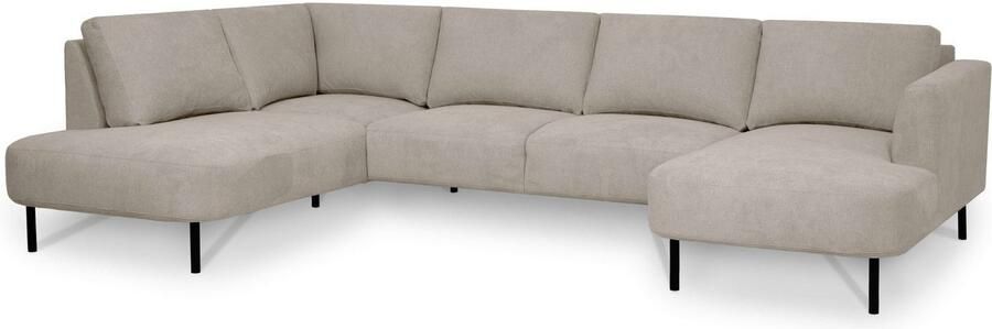 Places of Style Zithoek Cesola in zachte chenille-stof breedte 327 cm met zwarte metalen poten - Foto 9