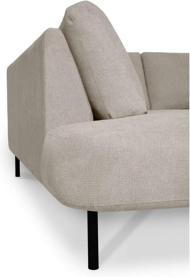 Places of Style Zithoek Cesola in zachte chenille-stof breedte 327 cm met zwarte metalen poten - Foto 3