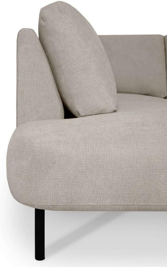 Places of Style Zithoek Cesola in zachte chenille-stof breedte 327 cm met zwarte metalen poten - Foto 7