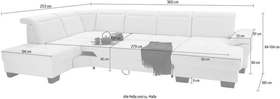 Places of Style Zithoek Cornwall U-vorm inclusief zitdiepteverstelling naar keuze met slaapfunctie - Foto 11