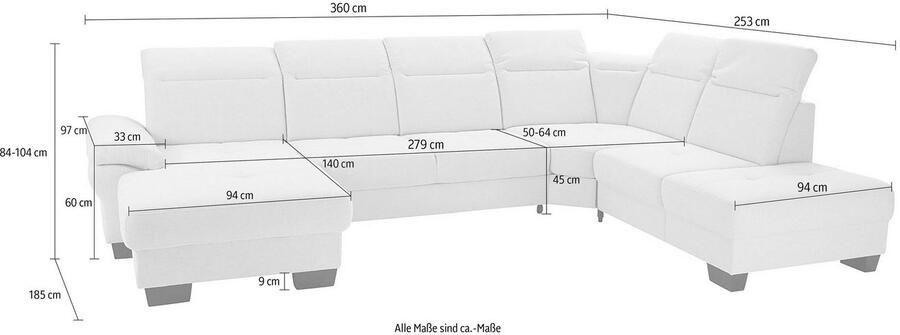 Places of Style Zithoek Cornwall U-vorm inclusief zitdiepteverstelling naar keuze met slaapfunctie - Foto 4