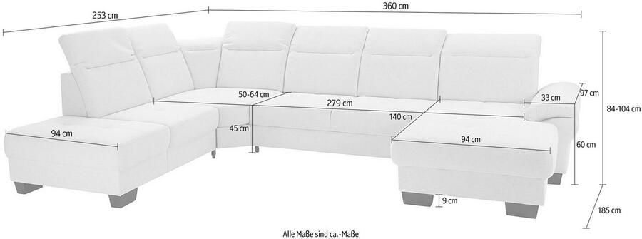 Places of Style Zithoek Cornwall U-vorm inclusief zitdiepteverstelling naar keuze met slaapfunctie - Foto 9