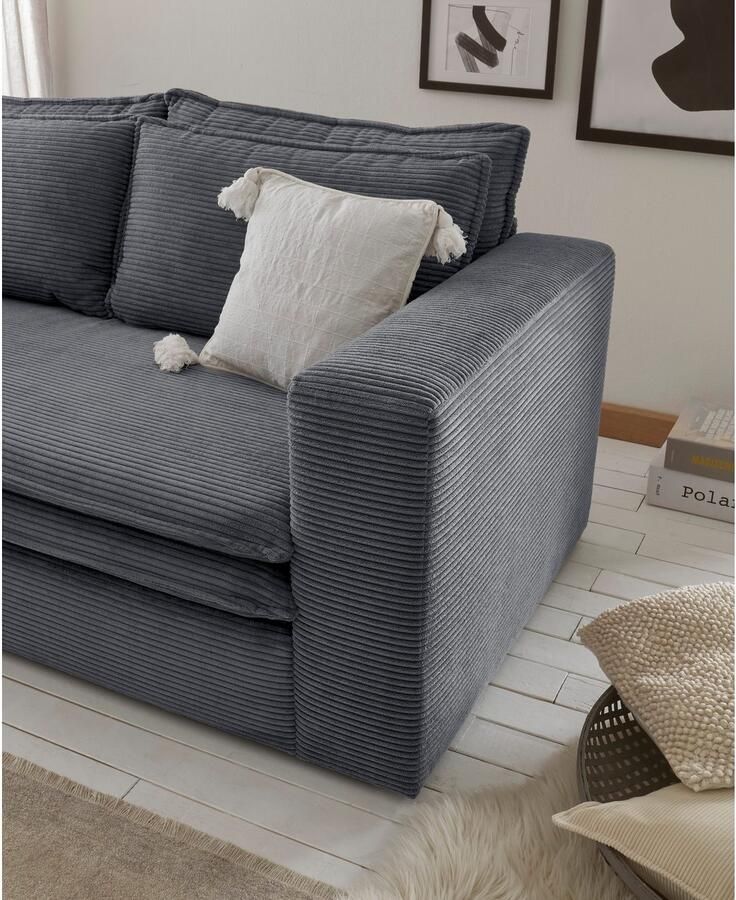 Places of Style Zithoek PIAGGE Hoogwaardige cord loveseat en loveseat-hocker als set (2-delig) - Foto 2