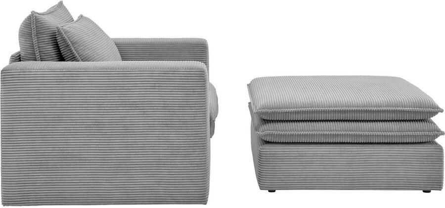 Home affaire Zithoek PIAGGE Hoogwaardige cord loveseat en loveseat-hocker als set (2-delig) - Foto 10