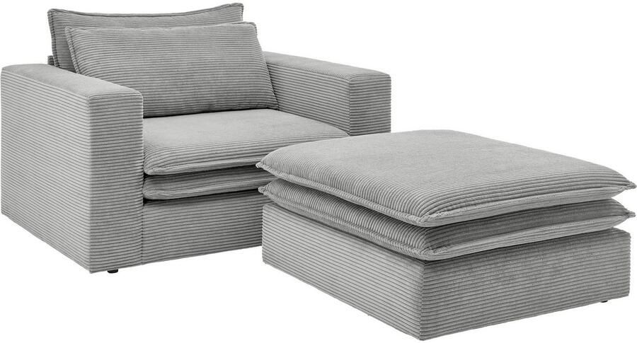 Home affaire Zithoek PIAGGE Hoogwaardige cord loveseat en loveseat-hocker als set (2-delig) - Foto 9