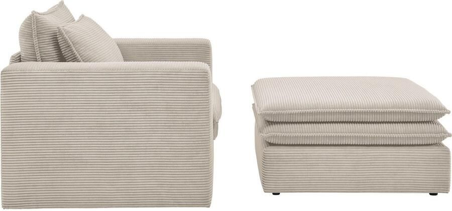 Home affaire Zithoek PIAGGE Hoogwaardige cord fauteuil en hocker klein als set (2-delig) - Foto 9
