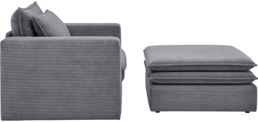Home affaire Zithoek PIAGGE Hoogwaardige cord fauteuil en hocker klein als set (2-delig) - Foto 11