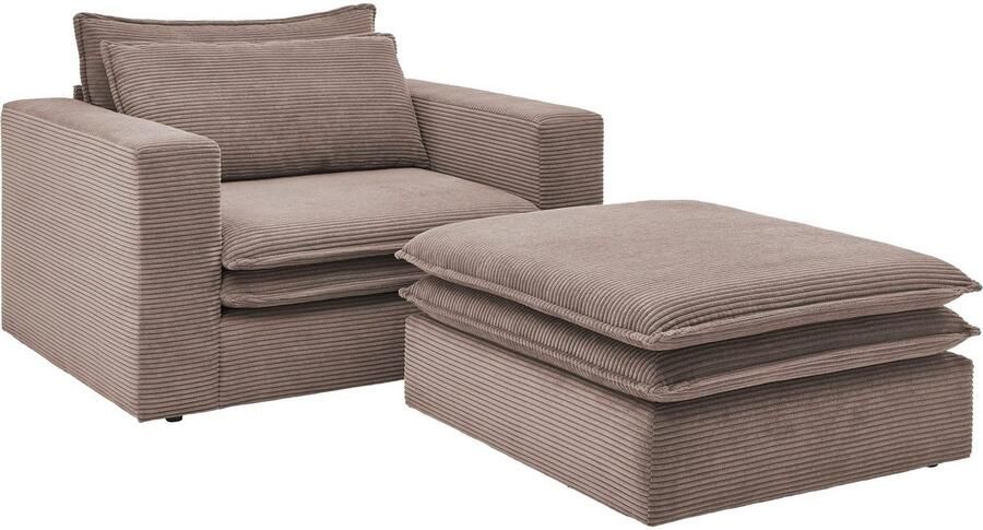 Home affaire Zithoek PIAGGE Hoogwaardige cord loveseat en loveseat-hocker als set (2-delig) - Foto 10