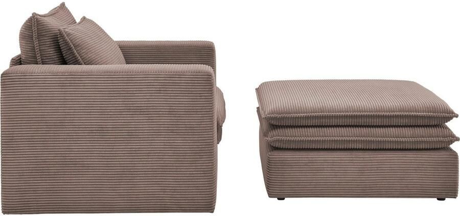 Home affaire Zithoek PIAGGE Hoogwaardige cord loveseat en loveseat-hocker als set (2-delig) - Foto 11