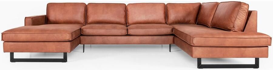 Places of Style Zithoek Pinto 350 cm U-vorm XXL met ottomanen Cord chenille leerlook met bies metalen voeten golfondersteuning - Foto 6