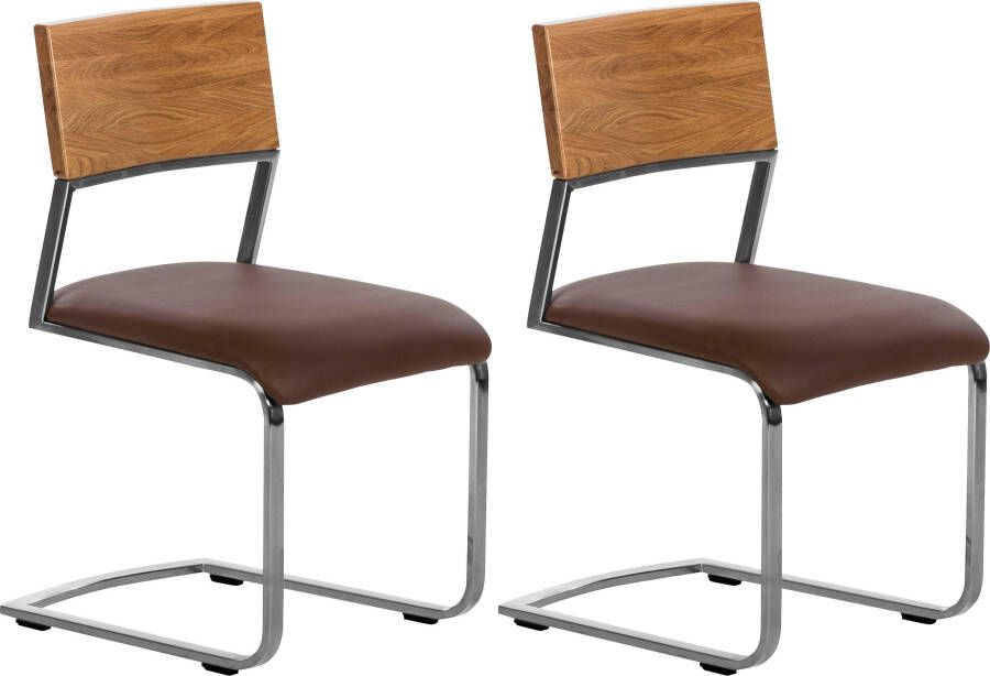 Places of Style Vrijdragende stoel Aurea gemaakt met massief wildeiken (set van 2) - Foto 5