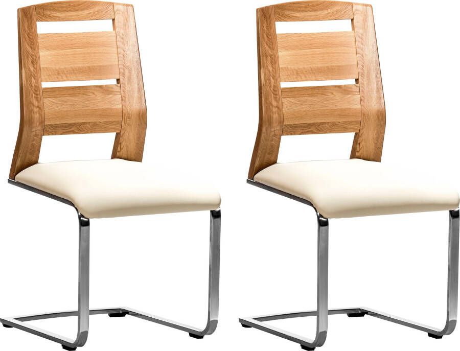 Places of Style Vrijdragende stoel Pisa gecombineerd met massief wildeiken (set van 2) - Foto 5