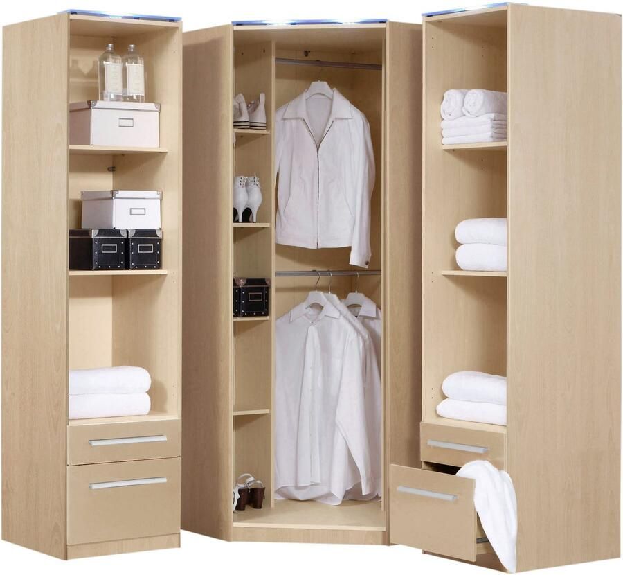 Priess Kledingkast Kast garderobe waskast Barcelona in 5 breedtes veel opbergruimte ruime lades met spiegel made in germany - Foto 2