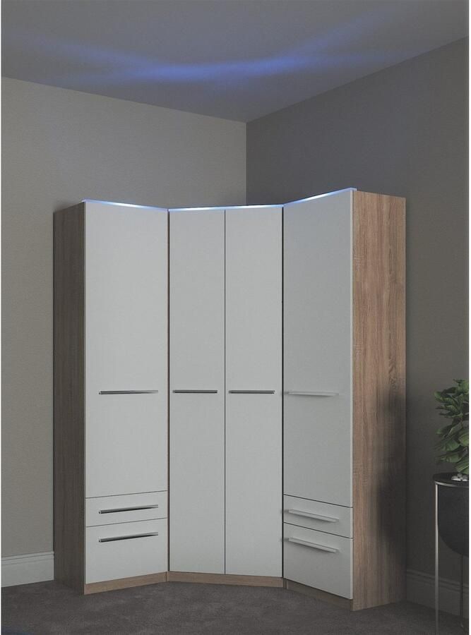 Priess Kledingkast Kast garderobe waskast Barcelona in 5 breedtes veel opbergruimte ruime lades met spiegel made in germany - Foto 2