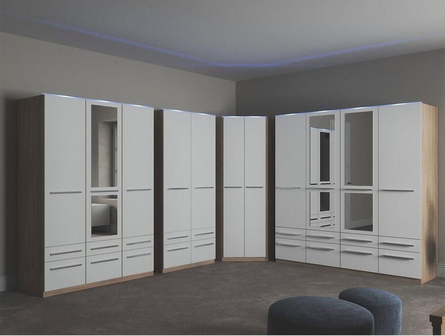 Priess Kledingkast Kast garderobe waskast Barcelona in 5 breedtes veel opbergruimte ruime lades met spiegel made in germany - Foto 5