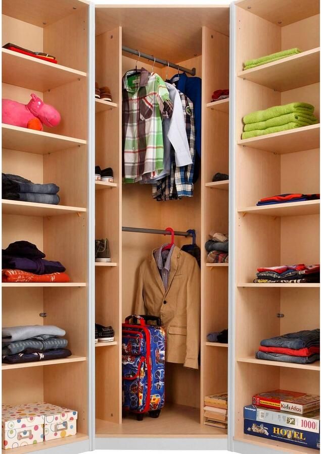 Priess Hoekkledingkast Saragossa met 8 legplanken en 2 kledingstangen - Foto 4