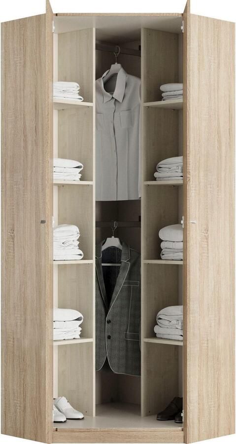 Priess Hoekkledingkast Saragossa met 8 legplanken en 2 kledingstangen - Foto 6