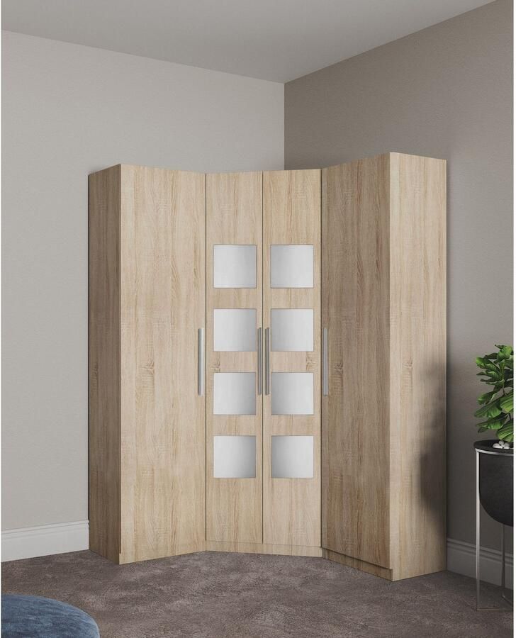 Priess Hoekkledingkast Saragossa met 8 legplanken en 2 kledingstangen - Foto 3