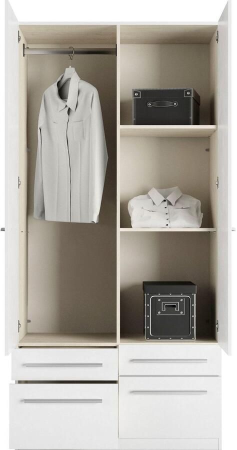 Priess Kledingkast Kast garderobe waskast Barcelona in 5 breedtes veel opbergruimte ruime lades met spiegel made in germany - Foto 6