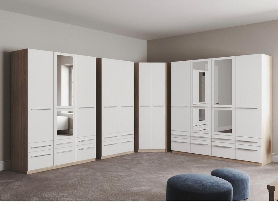 Priess Kledingkast Kast garderobe waskast Barcelona in 5 breedtes veel opbergruimte ruime lades met spiegel made in germany - Foto 5