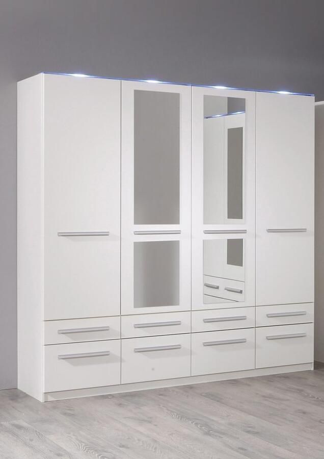 Priess Kledingkast Kast garderobe waskast Barcelona in 5 breedtes veel opbergruimte ruime lades met spiegel made in germany