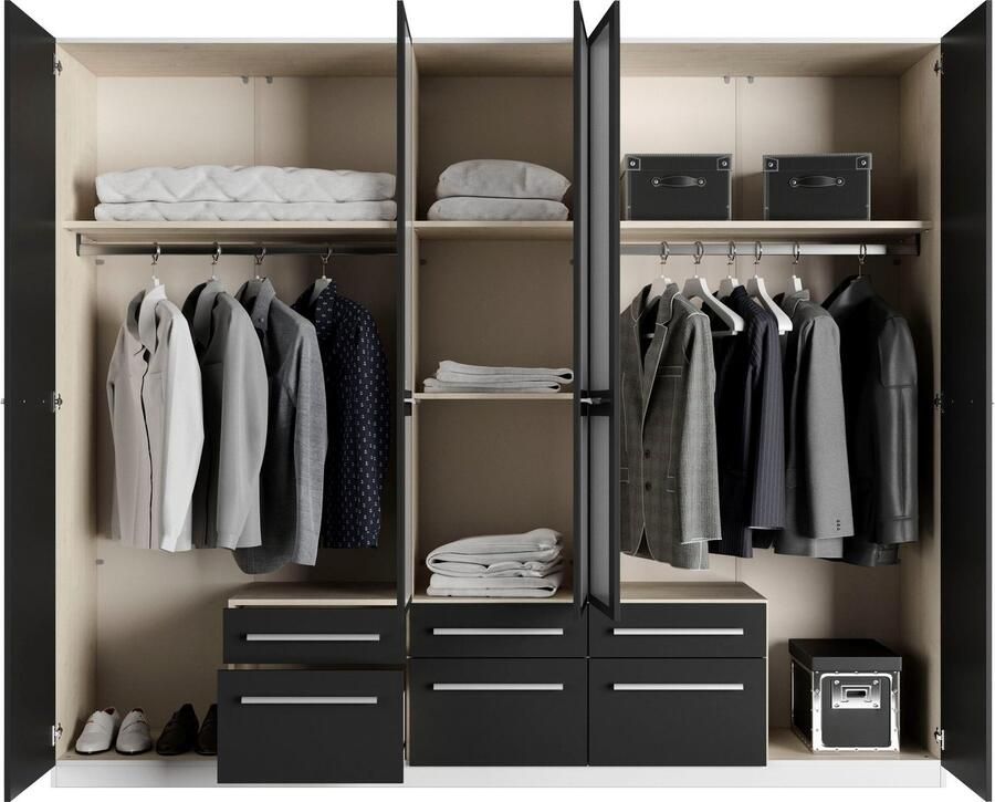 Priess Kledingkast Kast garderobe waskast Barcelona in 5 breedtes veel opbergruimte ruime lades met spiegel made in germany - Foto 4