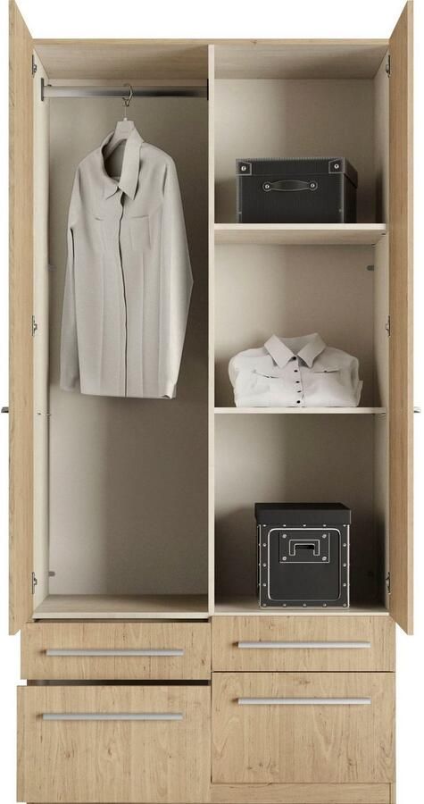 Priess Kledingkast Kast garderobe waskast Barcelona in 5 breedtes veel opbergruimte ruime lades met spiegel made in germany - Foto 5