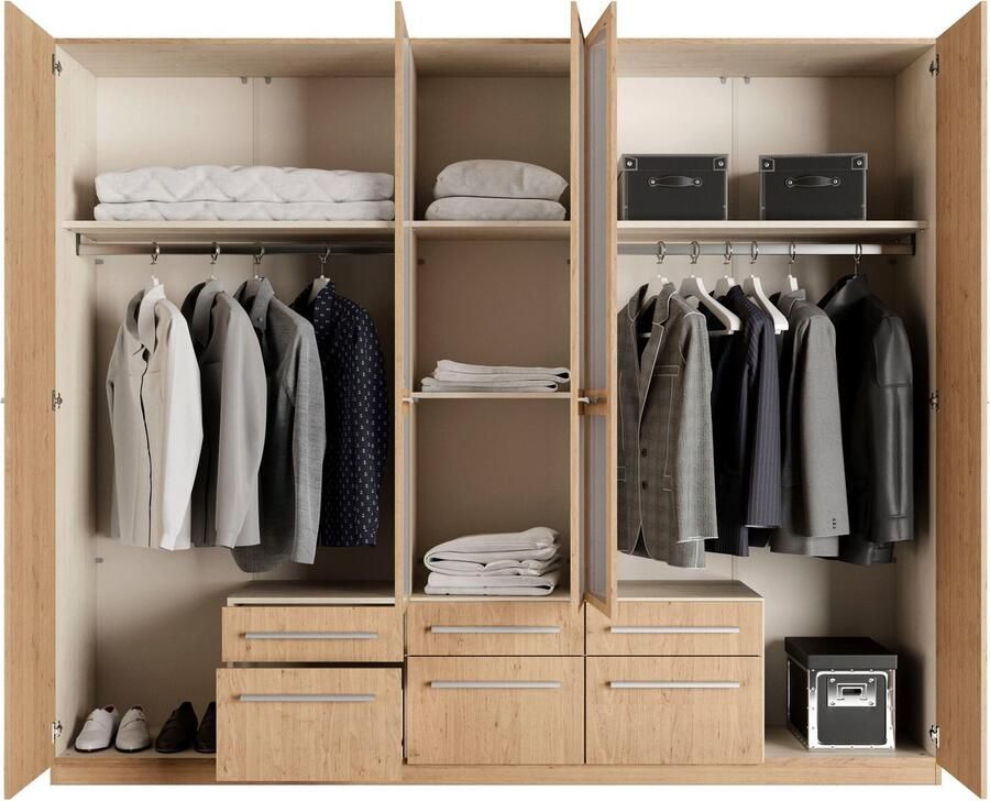 Priess Kledingkast Kast garderobe waskast Barcelona in 5 breedtes veel opbergruimte ruime lades met spiegel made in germany - Foto 4