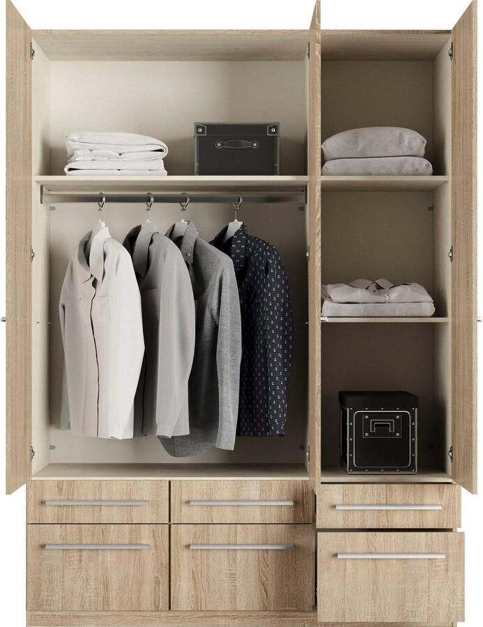 Priess Kledingkast Kast garderobe waskast Barcelona in 5 breedtes veel opbergruimte ruime lades met spiegel made in germany - Foto 3