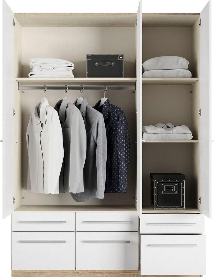 Priess Kledingkast Kast garderobe waskast Barcelona in 5 breedtes veel opbergruimte ruime lades met spiegel made in germany - Foto 2