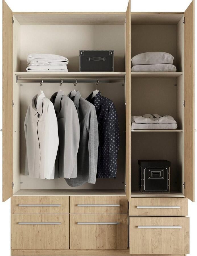 Priess Kledingkast Kast garderobe waskast Barcelona in 5 breedtes veel opbergruimte ruime lades met spiegel made in germany - Foto 2