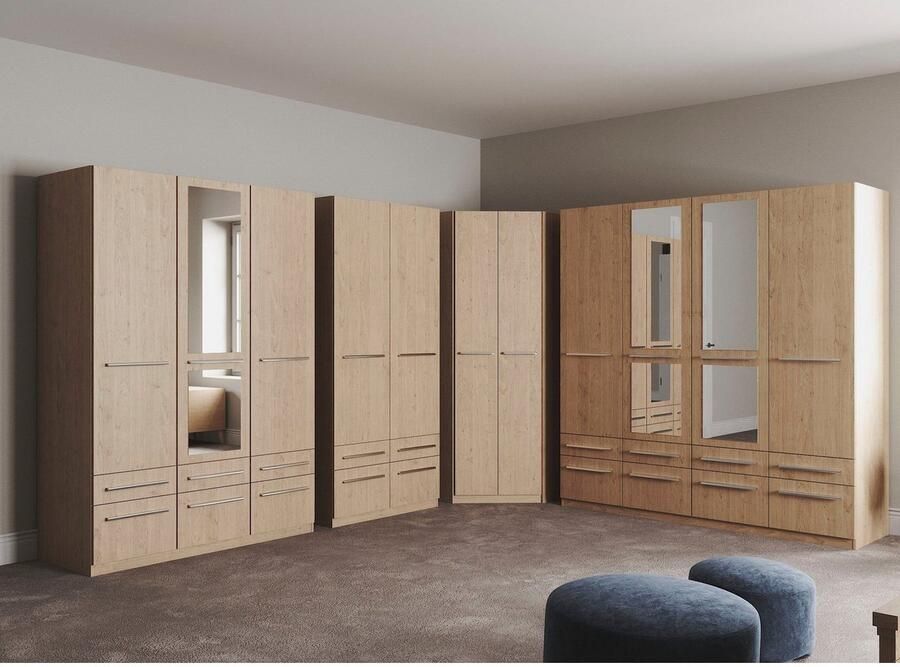 Priess Kledingkast Kast garderobe waskast Barcelona in 5 breedtes veel opbergruimte ruime lades met spiegel made in germany - Foto 7