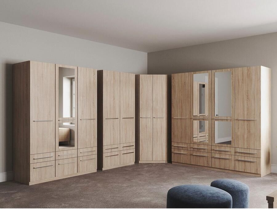 Priess Kledingkast Kast garderobe waskast Barcelona in 5 breedtes veel opbergruimte ruime lades met spiegel made in germany - Foto 4